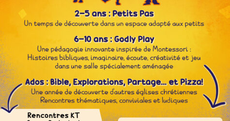 Catéchèse adolescents, lieux non fixe, bien vérifier le commentaire ! Une fois par mois, le samedi ou le dimanche, n&rsquo;oubliez pas de vous inscrire !