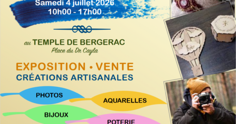 Journée  des talents Samedi 4 juillet 2026 10h00 – 17h00 au Temple de Bergerac