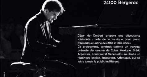 iPiano Fuego!  César de Gurbert jeudi 09 juillet, 20h Temple de Bergerac