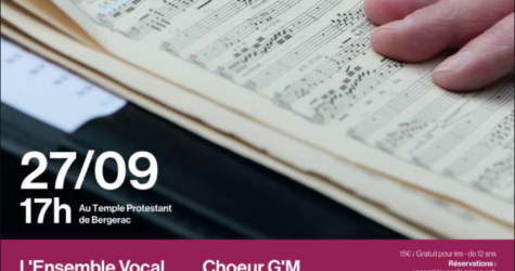 Le 27 septembre 2026 Concert de la Chorale de Périgueux au Temple de Bergerac à 17h